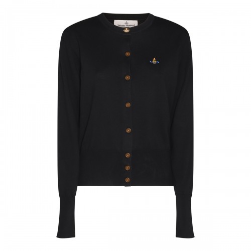 BLACK COTTON WOOL BLEND KNITWEAR