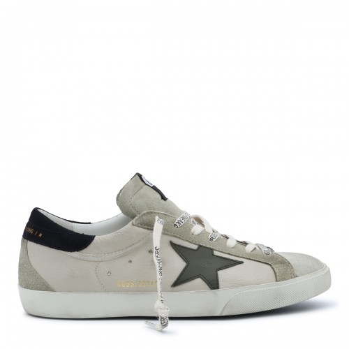 BEIGE AND GREY LEATHER SUPERSTAR SNEAKERS