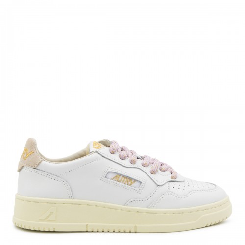 CREAM AND WHITE LEATHER MEDALIST SNEAKERS