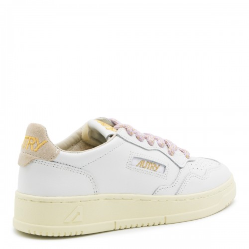 CREAM AND WHITE LEATHER MEDALIST SNEAKERS