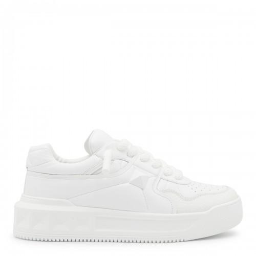 WHITE LEATHER ONE STUD XL...