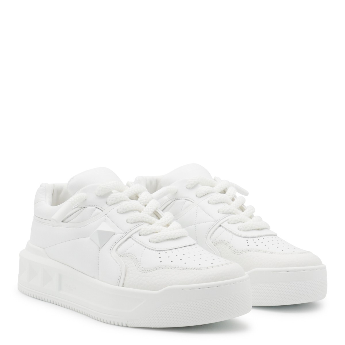 WHITE LEATHER ONE STUD XL SNEAKERS