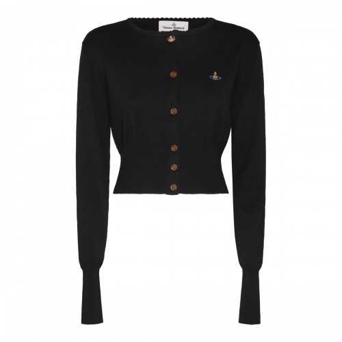 BLACK COTTON WOOL BLEND BEA KNITWEAR