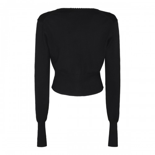 BLACK COTTON WOOL BLEND BEA KNITWEAR