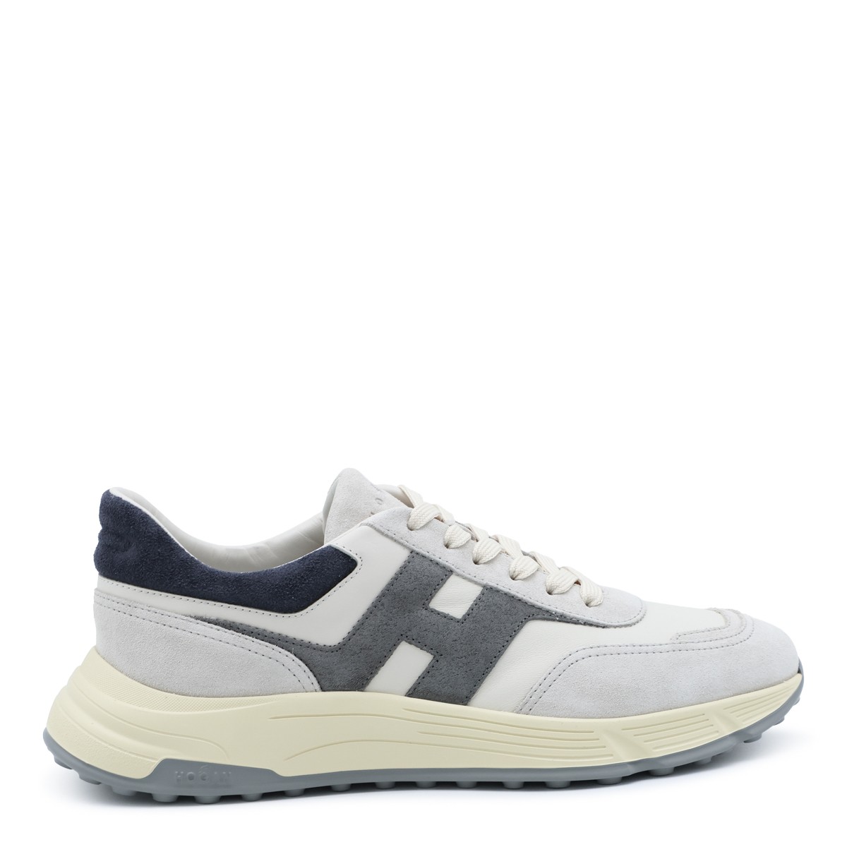 GREY AND DARK GREY LEATHER SNEAKERS