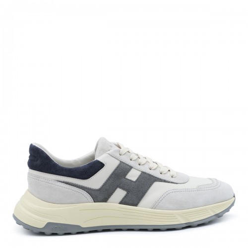 GREY AND DARK GREY LEATHER SNEAKERS