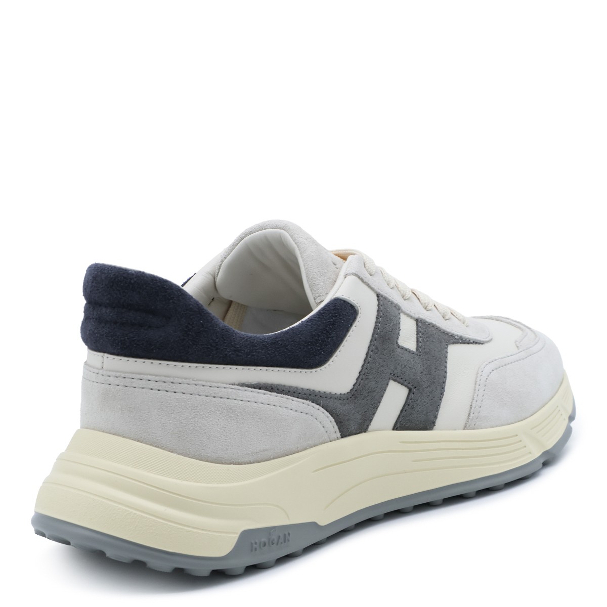 GREY AND DARK GREY LEATHER SNEAKERS