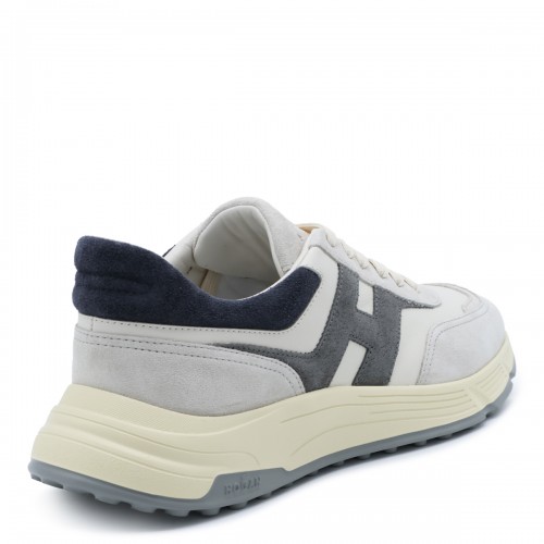 GREY AND DARK GREY LEATHER SNEAKERS