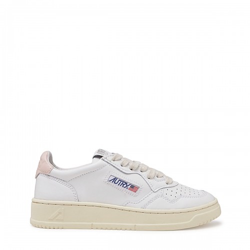 WHITE AND LIGHT PINK LEATHER SNEAKERS