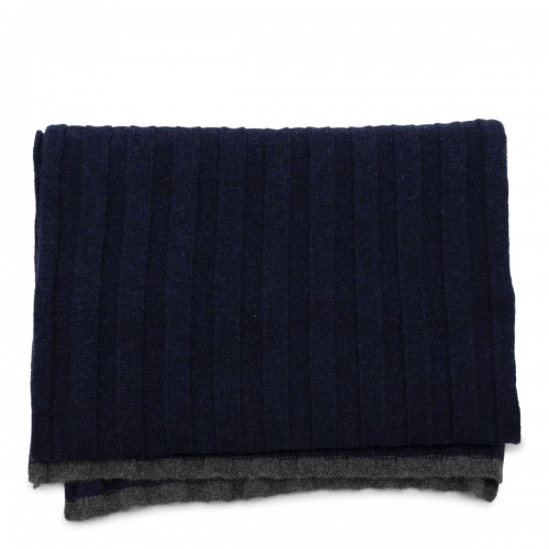 NAVY WOOL SCARF 2