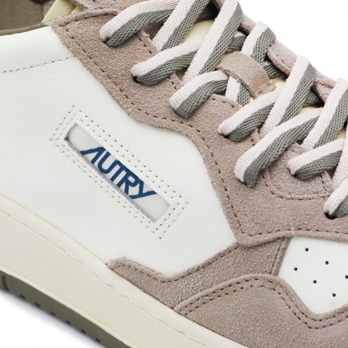 WHITE AND BEIGE LEATHER MEDALIST SNEAKERS