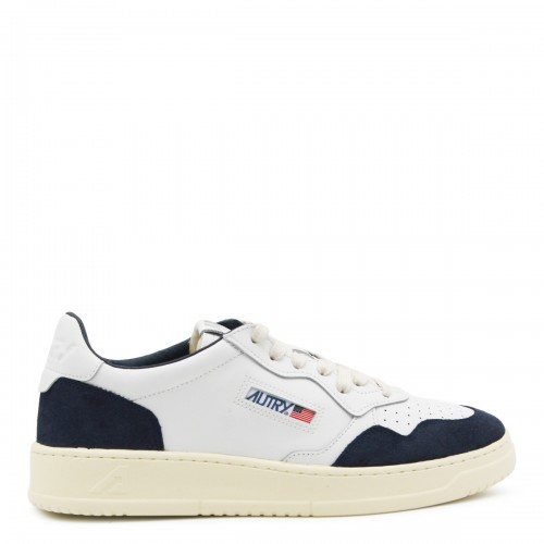 WHITE AND BLUE LEATHER...