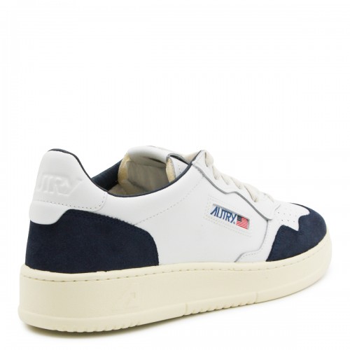 WHITE AND BLUE LEATHER MEDALIST SNEAKERS