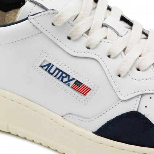 WHITE AND BLUE LEATHER MEDALIST SNEAKERS