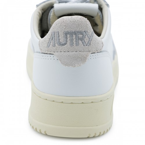 WHITE AND SILVER LEATHER MEDALIST SNEAKERS