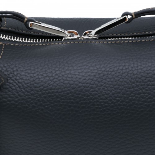 BLACK LEATHER APA MINI BOWLING TOP HANDLE BAG