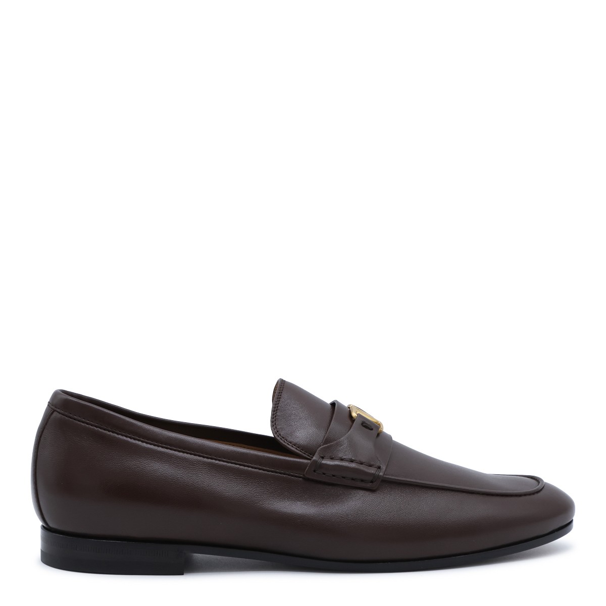BROWN LEATHER VLOGO LOAFERS