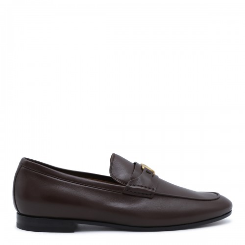BROWN LEATHER VLOGO LOAFERS