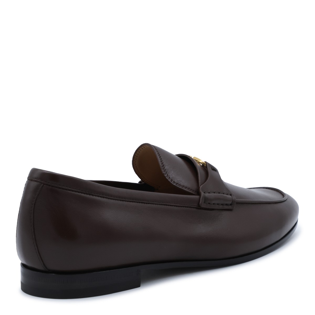 BROWN LEATHER VLOGO LOAFERS
