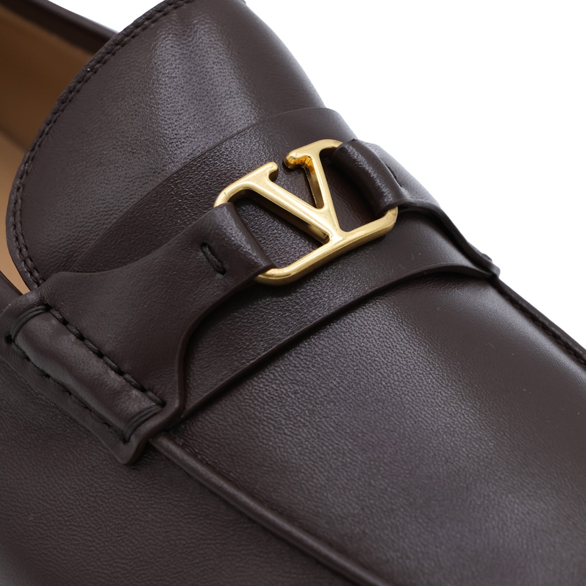 BROWN LEATHER VLOGO LOAFERS