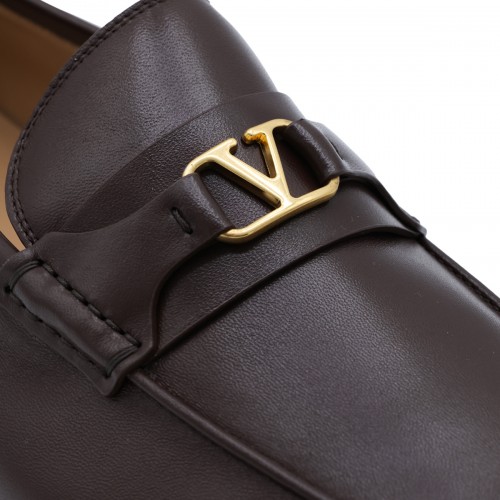 BROWN LEATHER VLOGO LOAFERS