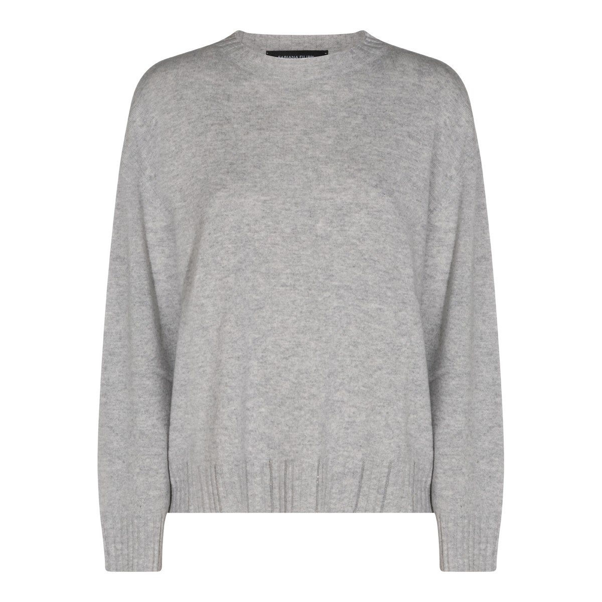 LIGHT GREY VIRGIN WOOL CASHMERE AND...