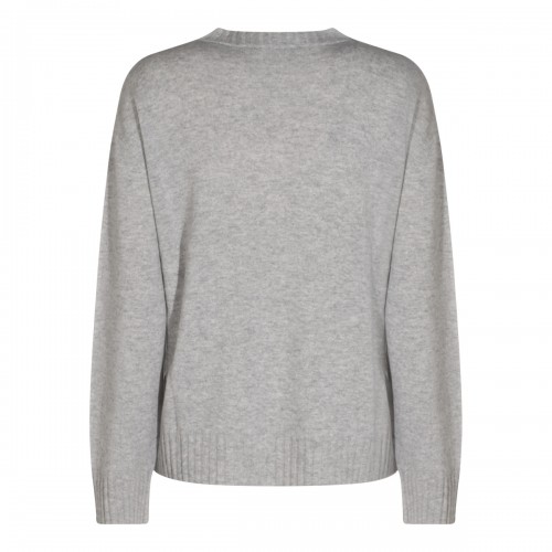 LIGHT GREY VIRGIN WOOL CASHMERE AND SILK BLEND SWEATER