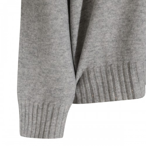LIGHT GREY VIRGIN WOOL CASHMERE AND SILK BLEND SWEATER