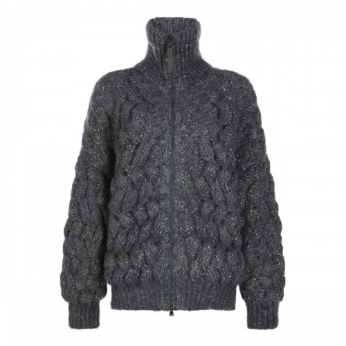 GREY MOHAIR BLEND CARDIGAN