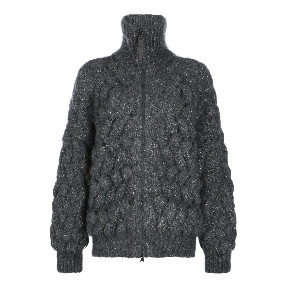 GREY MOHAIR BLEND CARDIGAN