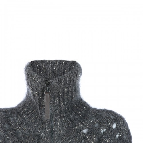 GREY MOHAIR BLEND CARDIGAN