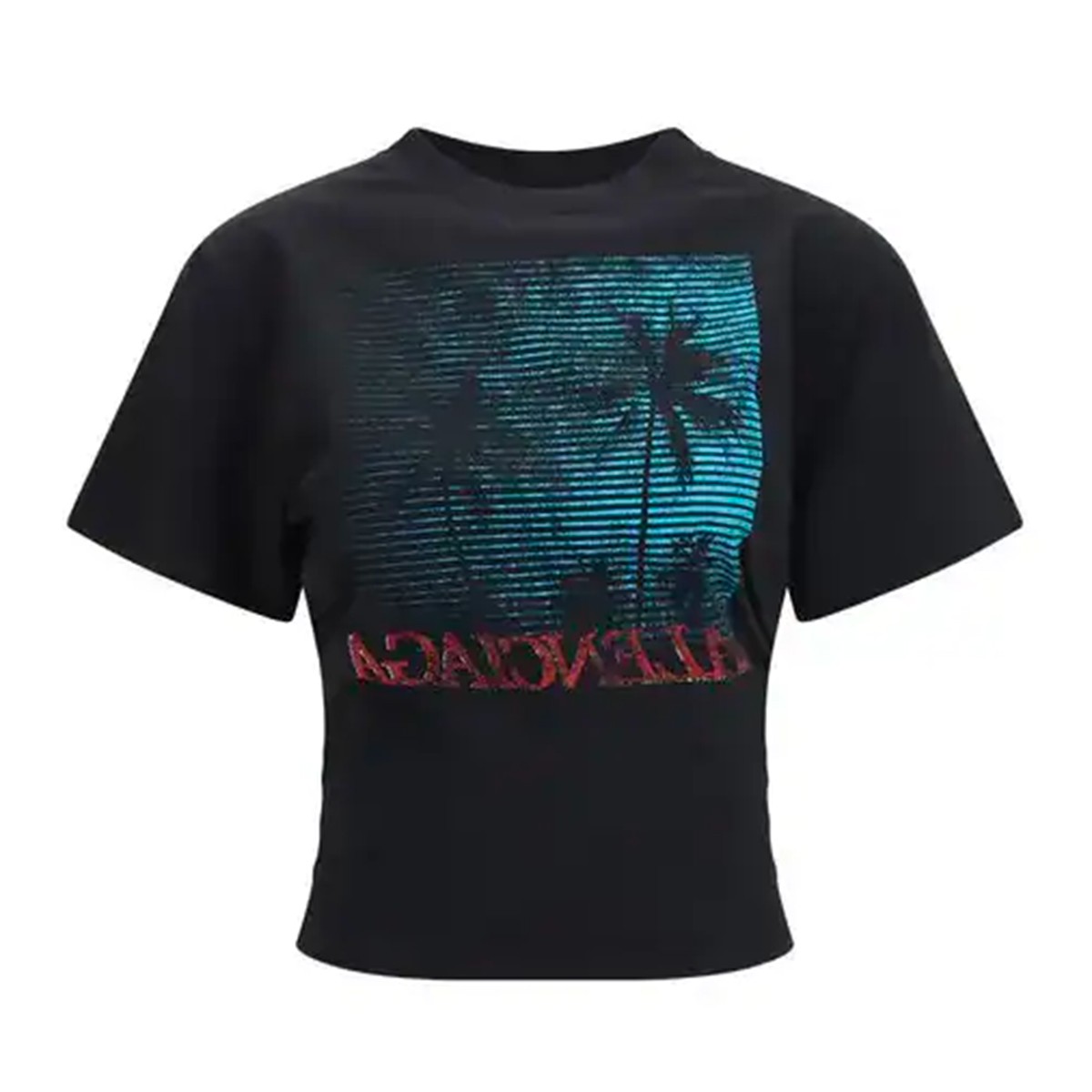 BLACK COTTON PALM T-SHIRT