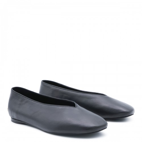 BLACK LEATHER ANA FLATS