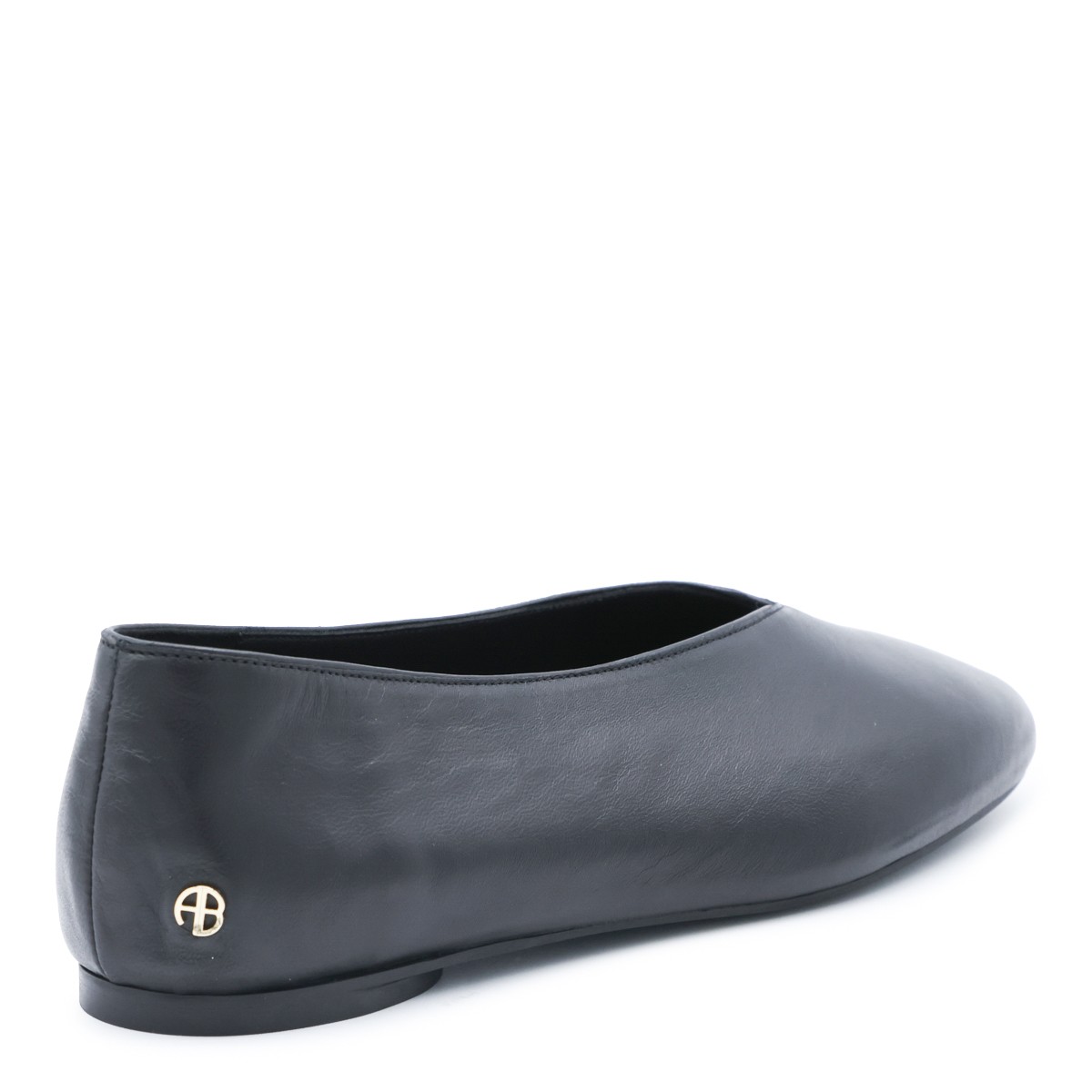 BLACK LEATHER ANA FLATS