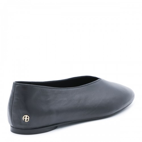 BLACK LEATHER ANA FLATS