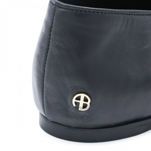 BLACK LEATHER ANA FLATS