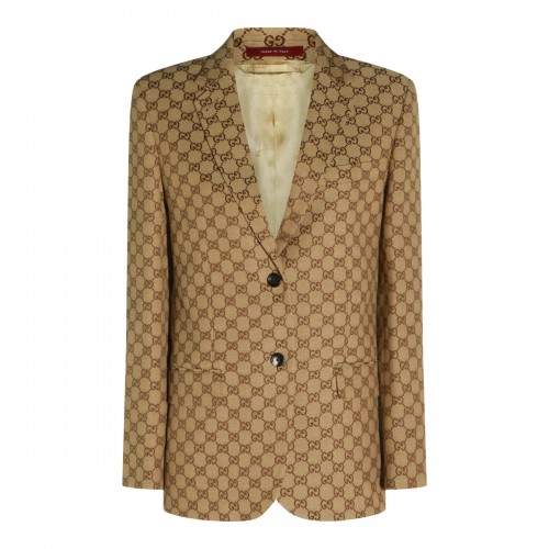 BEIGE EBONY GG COTTON BLEND...