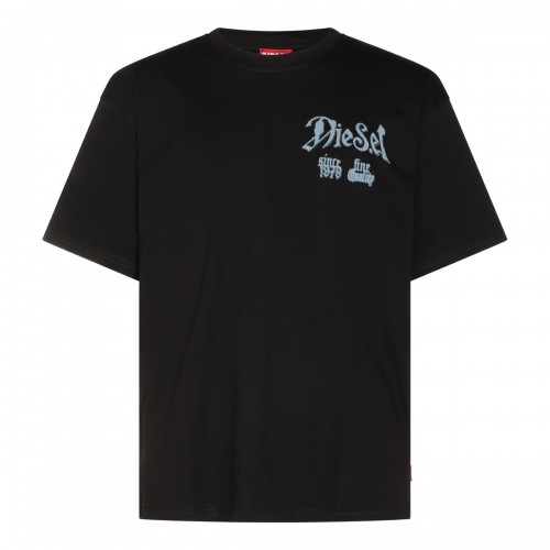 BLACK COTTON FLOCK T-SHIRT