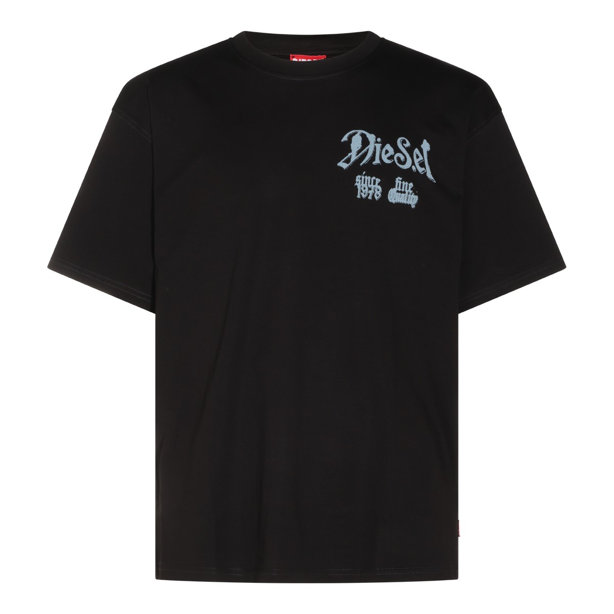 BLACK COTTON FLOCK T-SHIRT