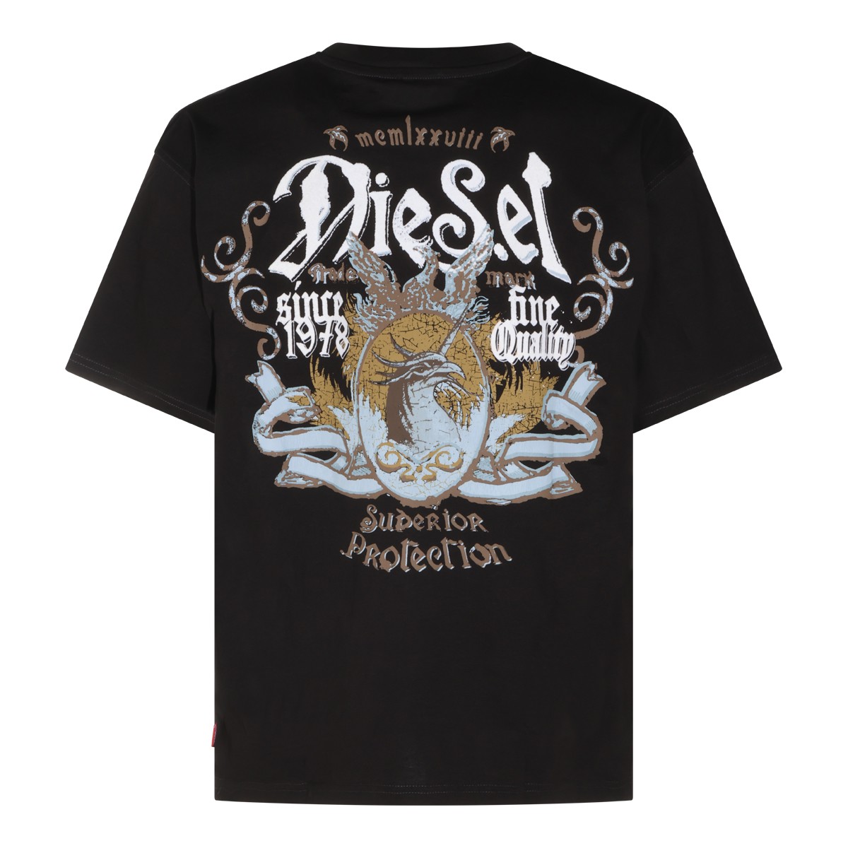 BLACK COTTON FLOCK T-SHIRT