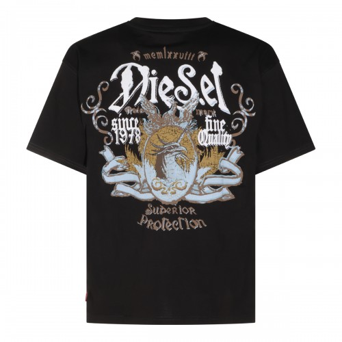 BLACK COTTON FLOCK T-SHIRT