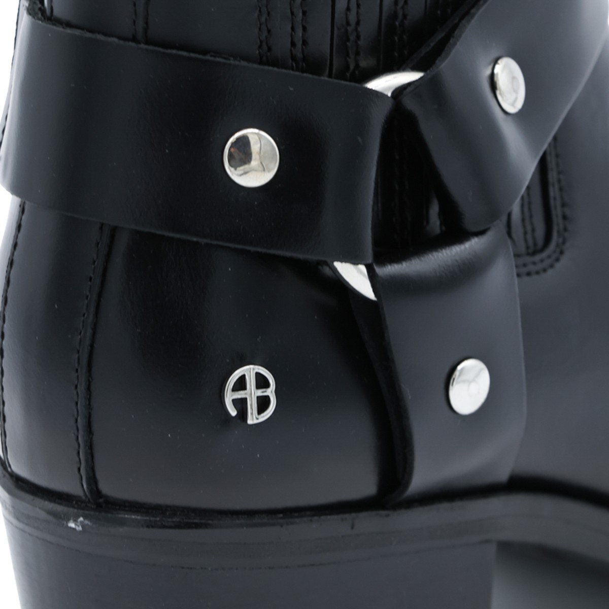 BLACK LEATHER MID BIKER BOOTS