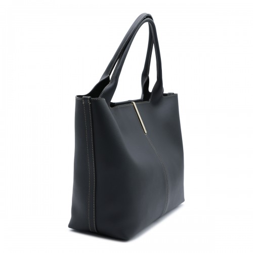 BLACK LEATHER MEDIUM TOTE 2
