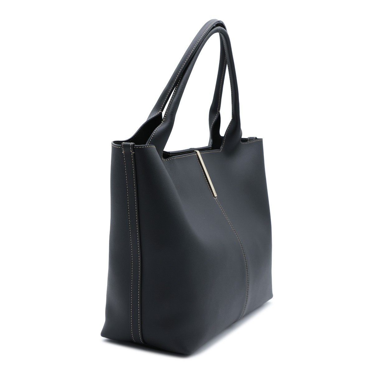 BLACK LEATHER MEDIUM TOTE