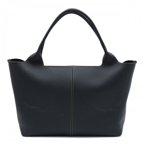 BLACK LEATHER MEDIUM TOTE