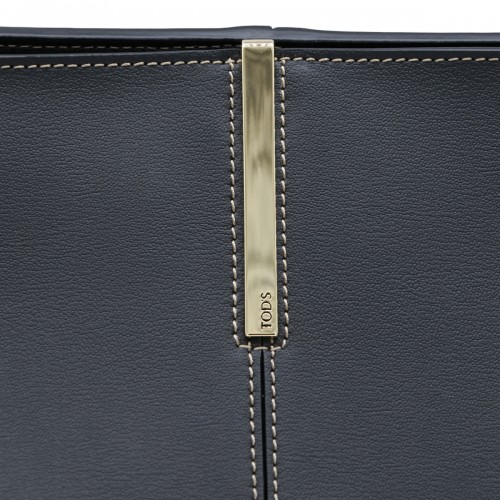 BLACK LEATHER MEDIUM TOTE
