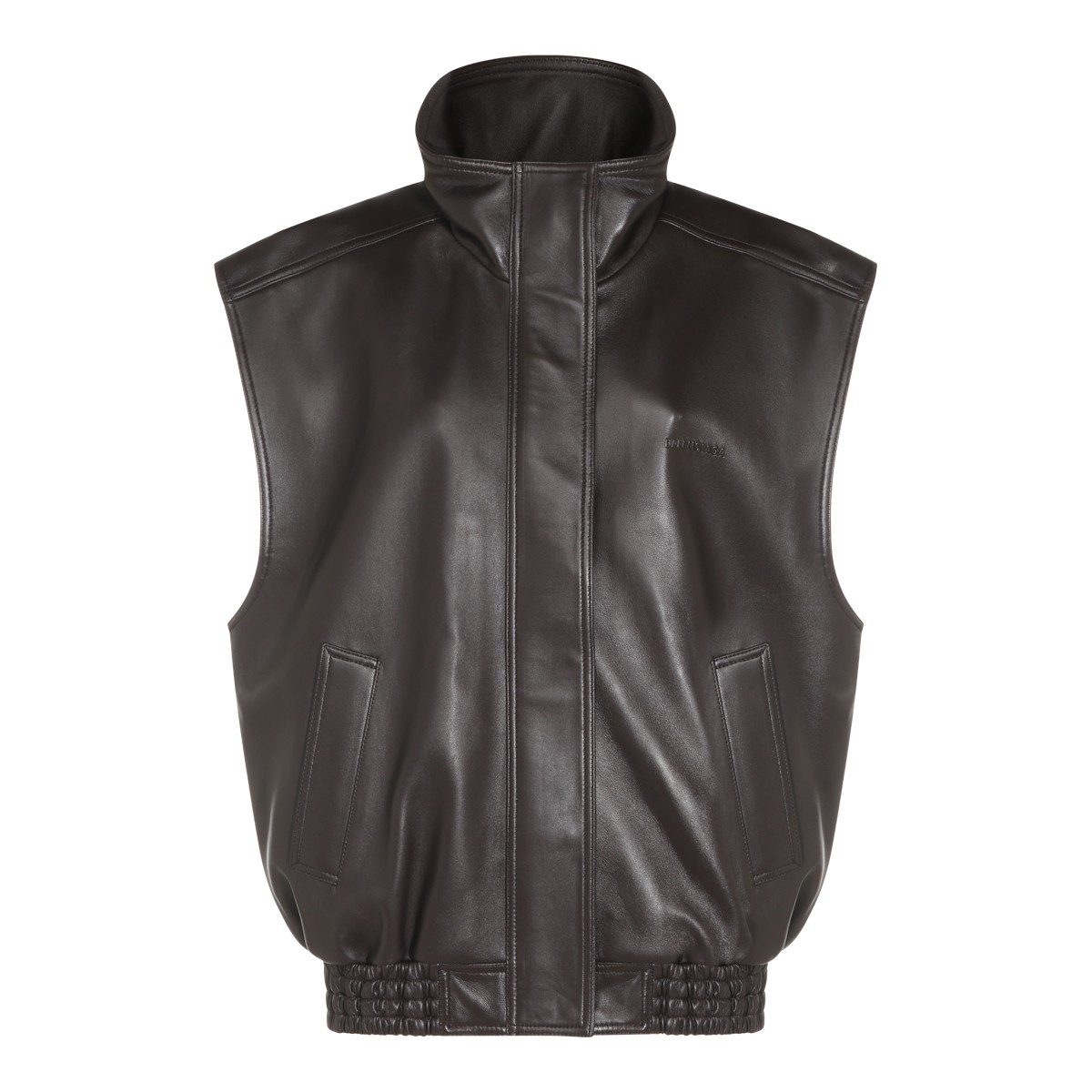 BLACK LEATHER VEST JACKET