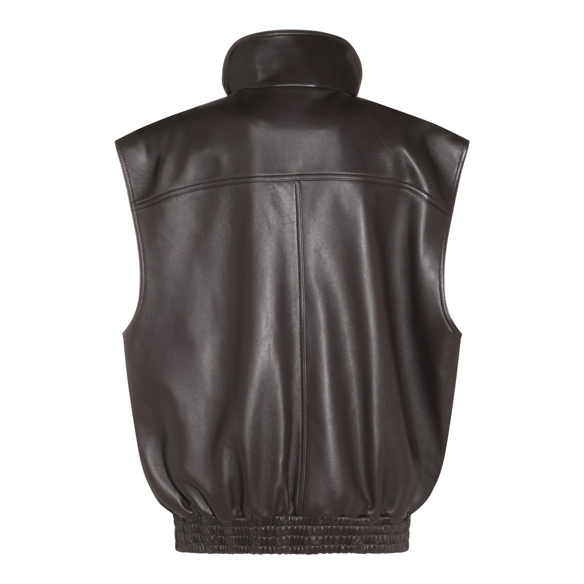 BLACK LEATHER VEST JACKET