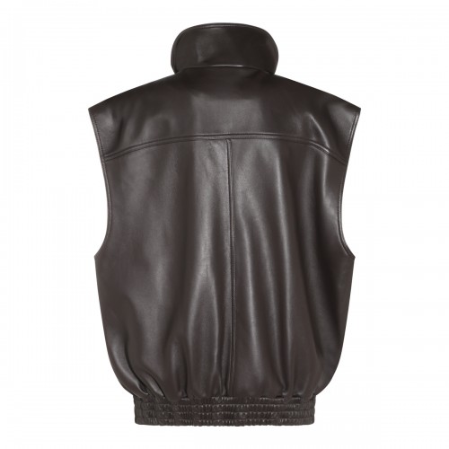 BLACK LEATHER VEST JACKET