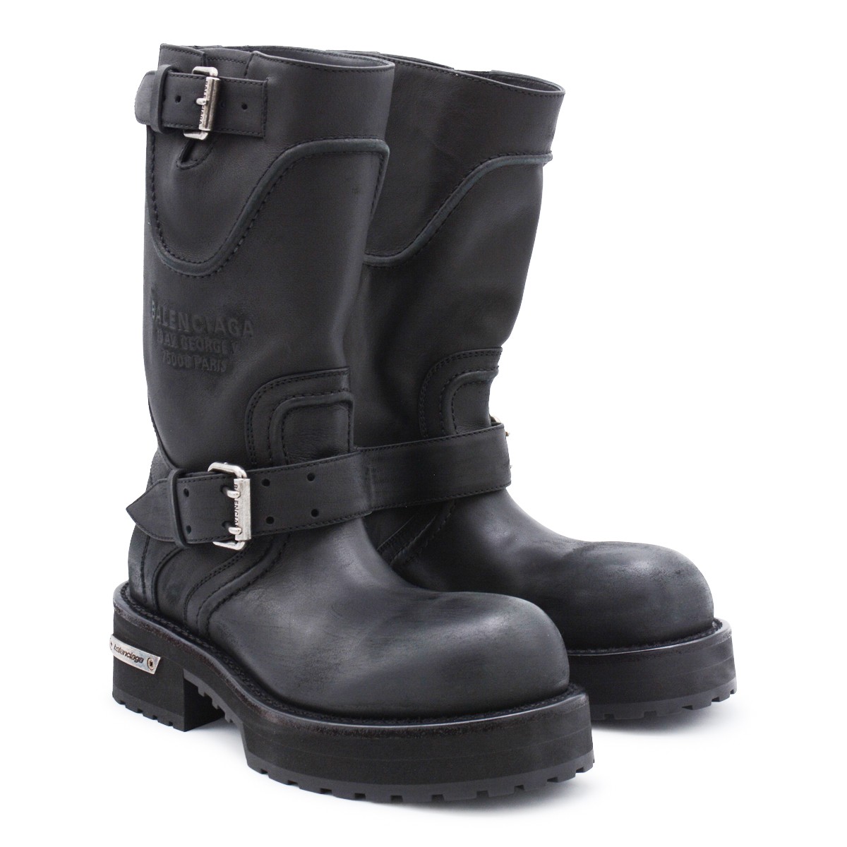 BLACK AND SILVER LEATHER VENOM BOOTS